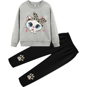 Little Girls Unicorn Outfits 2 Piece Kids Ruffle Sleeve Sweatshirt + Leggings Fa